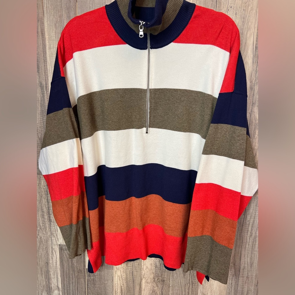 Free People Striped Top w/ zipper